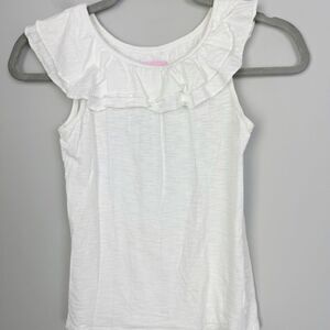 LILLY PULITZER | White Layered Ruffle Accent Cotton Top Girls Size Large (8-10)
